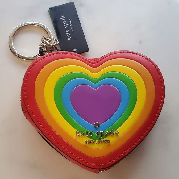 Kate Spade Rainbow Heart Coin Purse/Keychan/Charm - Picture 2 of 6